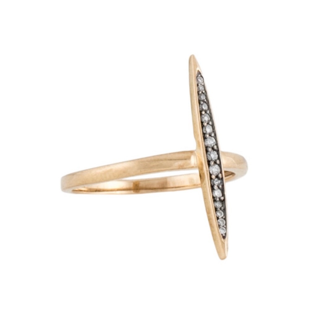 SOLD🥀 14k Solid Gold Diamond Skinny Navette Stacker Ring Size 5.25 ~ Vintage - Picture 7 of 11